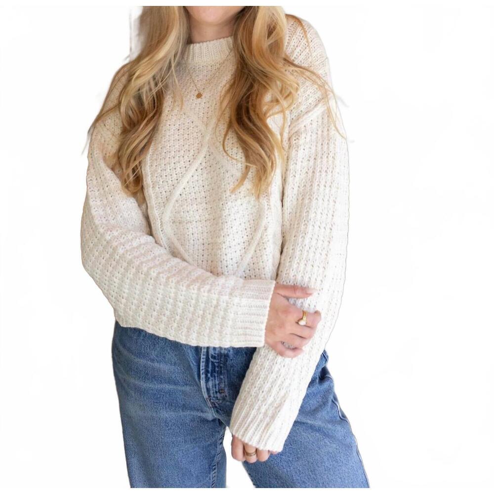 NEW GRADE & GATHER classic cable knit sweater in ivory